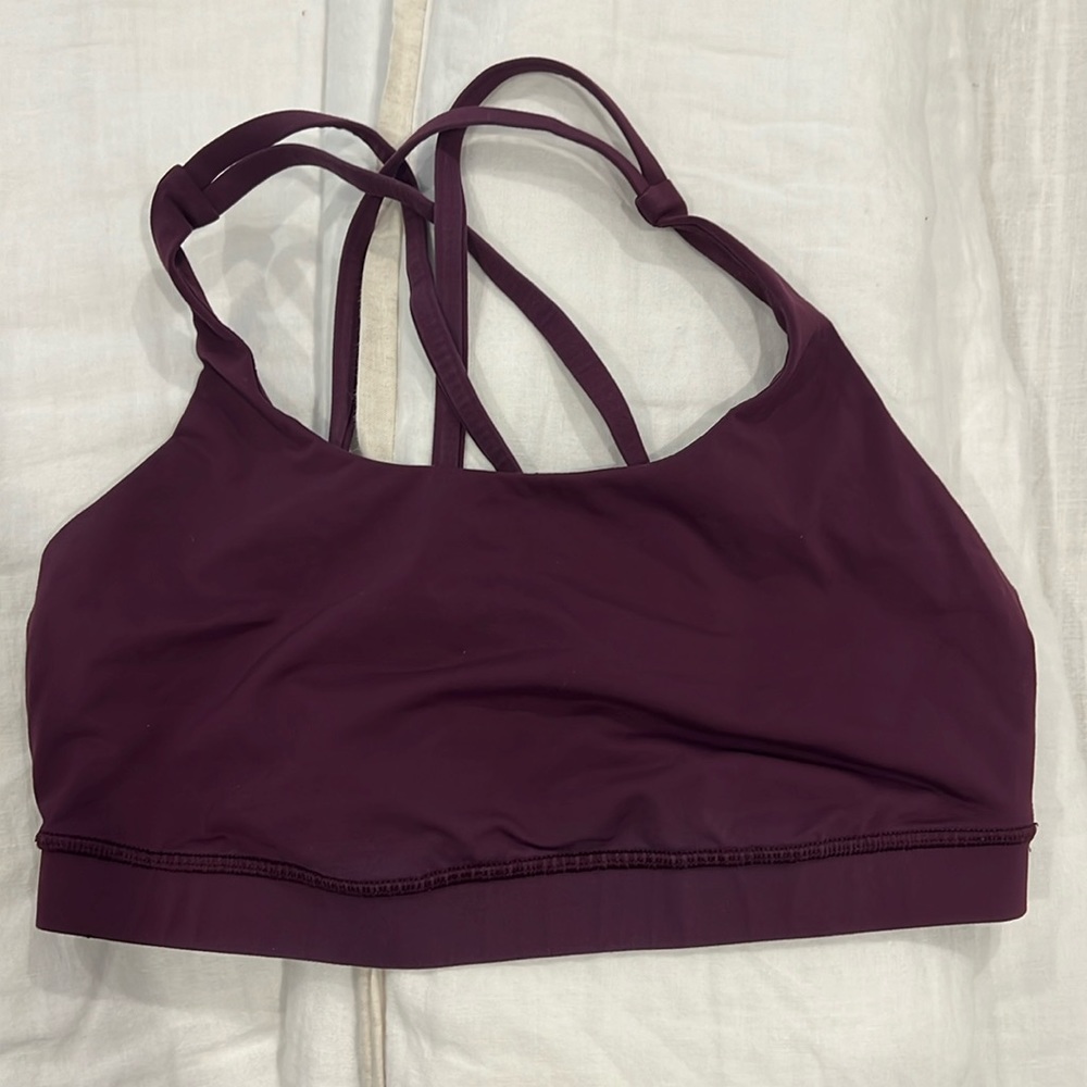 Lululemon sports bra.  Burgundy color.